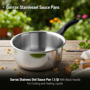 Pentola per salse Garinox in acciaio inossidabile da 1,5 litri con manico nero per cucinare e riscaldare liquidi - Product Image 3