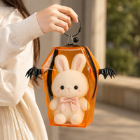 Sac de présentation en PVC orange en forme de cercueil pour Halloween, avec décoration ailes de chauve-souris, boucle de suspension supérieure, fermeture éclair fluide, facile à nettoyer, imperméable, OEM