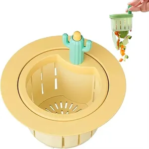 Plastic Kitchen <b>Sink</b> Drain Strainer Eco-Friendly Automatic Dumping <b>Basket</b> Filter Waste Hole Trap - Product Image 2