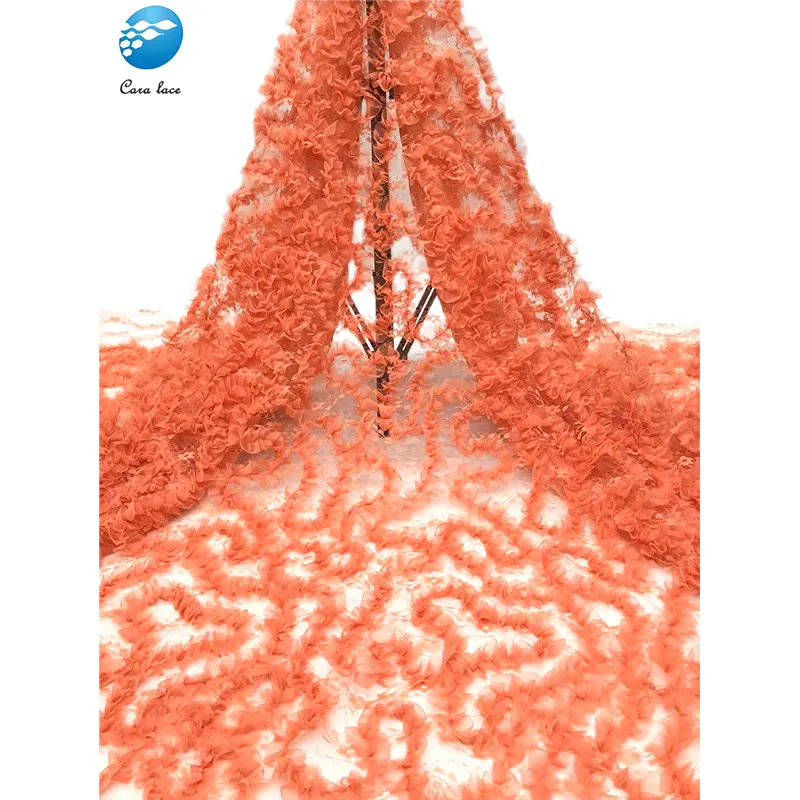 Tela de encaje africano para vestido, hermoso tejido bordado con apliques de encaje bordado 3d de flores, 2021