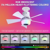 Ventilateur de plafond 30W avec Bluetooth, pales amovibles, éclairage tricolore à intensité variable, douille E27 pour l'éclairage domestique