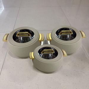 YJM9345A Capacity 3-4-5L Factory Hot Sale Luxury Food <strong>Warmer</strong> Set Golden Food <strong>Warmer</strong> Sets of 3 Round Casserole Set - Product Image 1