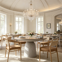 Meubles de restaurant élégants de style nordique, table en pierre et ensembles de chaises en bois, table et chaises de restaurant personnalisées
