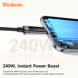Cable USB-C <span class=keywords><strong>a</strong></span> USB-C PD Mcdodo 888/890 de 240W con Pantalla Digital OLED para Monitoreo de Potencia/Voltaje/Corriente, Carga Rápida de 5A, Carcasa de Aleación de Zinc - Product Image 4