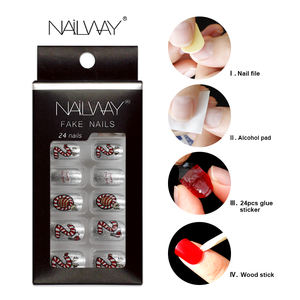 Clavos acrílicos metálicos con prensa navideña, Uas Postizas de longitud media, cuadrados, artificiales, para Año Nuevo - Product Image 5