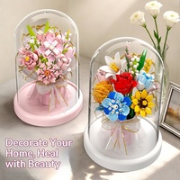 Contient des blocs de construction transparents en forme de rose, série bouquet de fleurs, jouets éducatifs pour la Saint-Valentin