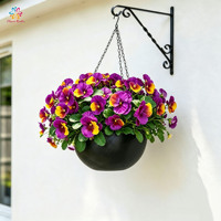 Buket Bunga Pansy Buatan 30cm, Bunga Viola Palsu Warna-warni untuk Keranjang Gantung, Dekorasi Rumah dan Taman