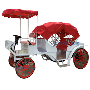 Luxury Factory Customization Electric Red Royal Carriage Sculpture 4 Wheel Sightseeing <b>Princess</b> Wedding Carriage - Product Image 1