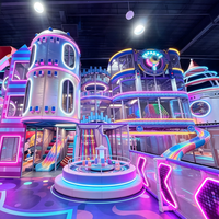 HELLO CAT - Aire de jeux intérieure écologique de style néon sur le thème de l'espace - Maison de jeux souple - Parc d'attractions - Toboggan lumineux - Piscine à balles