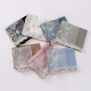 New Women Chiffon Colorful Lace Long Scarf Ethnic Ethnic Headscarf Cover Hijab Scarf Middle East Muslim Hijabs Shawl Scarf