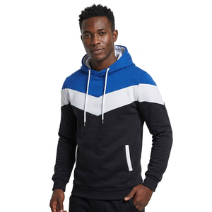Sudadera con Capucha para Hombre, Diseño Color Block, Felpa, Corte Regular, con Bolsillos, para Otoño, Tejida, Azul, Gris, Negro, 2027 - Product Image 5