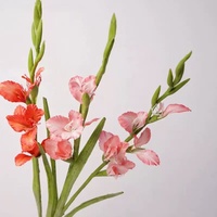 Fleur artificielle en soie à 5 têtes, orchidée, décoration pour la Journée de la Terre, fleur à tige unique, orchidée en soie artificielle, vente en gros