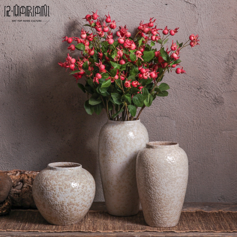 Vaso de cerâmica vintage grande retrô para chão, vaso de cerâmica para flores, artesanal, antigo e rústico, feito à mão, fazenda