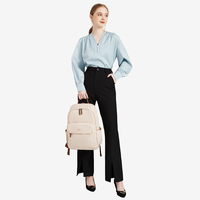 Sac à dos pour ordinateur portable en nylon imperméable pour femme, idéal pour les affaires, compatible avec les ordinateurs portables de 14 à 15,6 pouces, sac de travail minimaliste avec sangle de bagage, sac de voyage