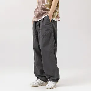 Мужские Прямые повседневные 100% брюки с логотипом на заказ, высококачественные Мешковатые Свободные брюки большого размера, оптовая продажа