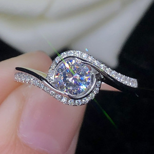 Anello da Donna F1280 in Oro Bianco con Diamante Taglio Brillante Rotondo Colore D Naturale Gioiello di Fidanzamento - Product Image 1