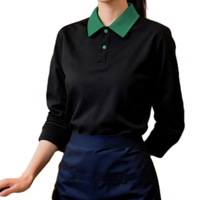 Polo à manches longues en coton, style coréen moderne, pour restaurant, tenue de travail asiatique, uniforme de hôtel et de resort pour serveuses
