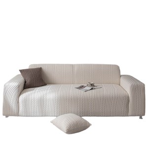 Fleece <b>Sofa</b> <b>Cover</b> 145-185CM Jacquard Pattern All Season Cat Scratch Resistant Slipcover - Product Image 3