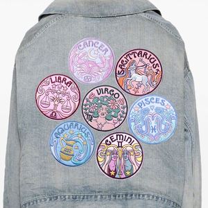 Cadeaux d'astrologie, appliques pour vêtements, broderie signe du zodiaque, patchs thermocollants, patchs brodés personnalisés en gros pour vêtements - Product Image 5