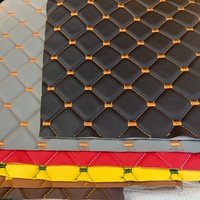 Matériaux en rouleau de cuir synthétique PU Litchi pour housses de siège de voiture et tapis de voiture, avec conception brodée sur tissu en cuir PVC à épaisseur personnalisable