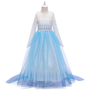 Abito da Principessa <span class=keywords><strong>Elsa</strong></span> <span class=keywords><strong>Anna</strong></span> 2 di Alta Qualità per Bambine, Vestito da Festa con Mantello Rimovibile, Personaggi dei Film - Product Image 2