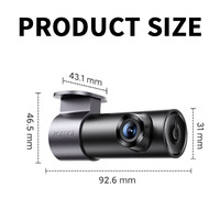Caméra de tableau de bord WiFi DVR pour voiture, IPS sans fil, WDR, vision nocturne, 1,47 pouce, double objectif avant/arrière 4K avec GPS