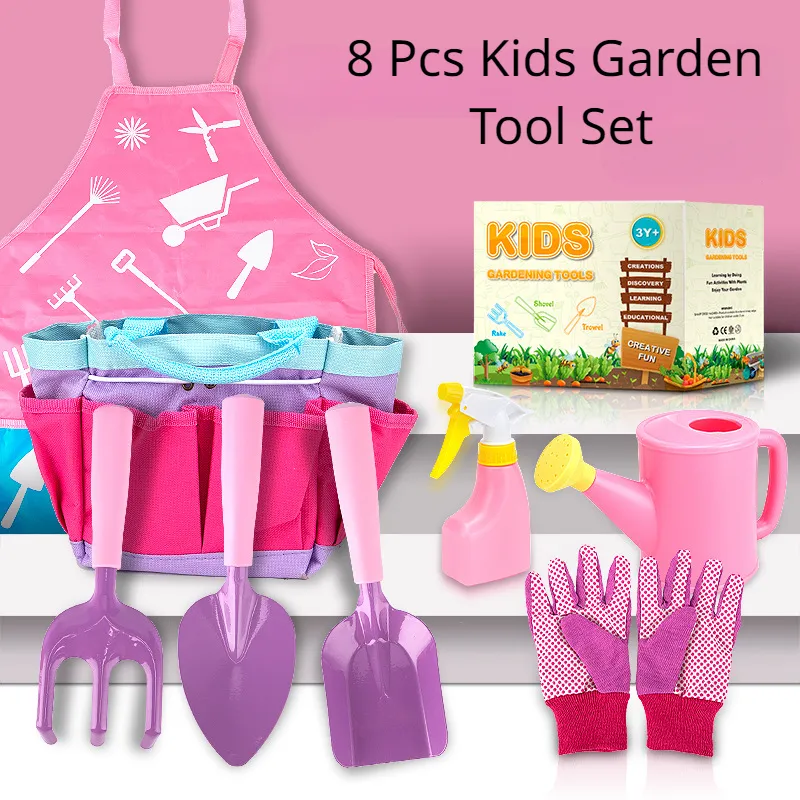 Wholesale 3pcs 5pcs 7pcs 8pcs Pink Indoor Trowel Children's Plant Tools Kit Kids Garden Tool Set