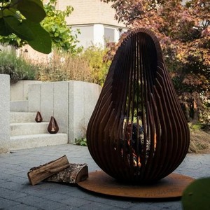 سلة حريق كورتين للخدمة الشاقة ، حرق الأخشاب الصدئة في الهواء الطلق من الفولاذ والخارج - Product Image 3