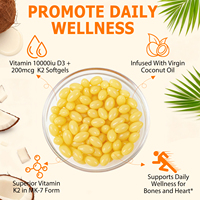 Complément alimentaire SOLOTREE ODM Vitamine D3 K2 en gélules molles pour le bien-être quotidien, le soutien immunitaire et l'absorption du calcium osseux