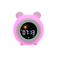 Veilleuse LED RGB à Effet Respirant, Horloge Réveil en Silicone Mignonne, Personnalisable, Prix Usine, avec Musique et Bruit Blanc, 1800mAh