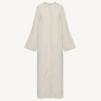 Robe Abaya Musulmane Femme 100% Lin Naturel Personnalisée, Couleur Unie Modeste Longueur Complète, Abaya Dubai Islamique en Lin à Boutons