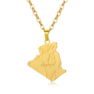 In Magazzino di Vendita Calda di Modo di Alta Qualità Mappa Del Pendente di Figura 18k Gioielli in Oro Bandiera Luna E Stella Paese Algeria simbolo Mappa Della Collana - Product Image 6