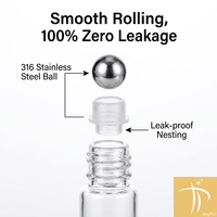 Flacon roll-on en verre format poche 10 ml, vide, pour parfum, tube roll-on de voyage, distributeur de liquide d'huile essentielle avec bille métallique