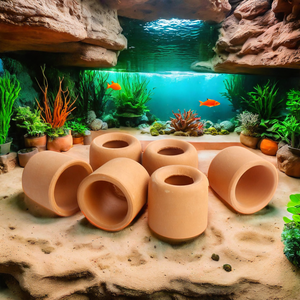 현대적인 친환경 자주색 모래 수족관 숨는 동굴 장식 세라믹 박스 - Product Image 6