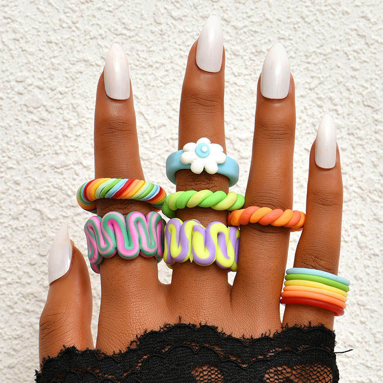 Stackable Knuckle Rings Cute Stacking Candy Color Y2K