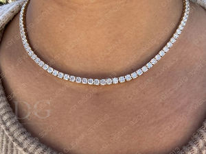 Collier à breloques tendance en argent 925 avec chaîne à maillons de 16 pouces et moissanite ronde de 20 carats pour femme, certifié IGI - Product Image 2