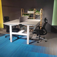 Bureau de travail moderne en bois brun, noir et blanc, table de bureau, table de bureau réglable en hauteur, bureau d'ordinateur électrique à levage