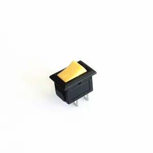 On Off Switch Mini Size KCD11 ON OFF Timer Light Switch 2 Pin Brass 10x15mm Yellow Button Rocker