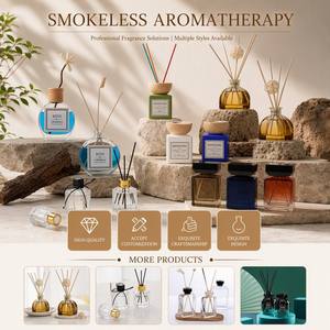 50ml Luxury <strong>Gift</strong> Air Freshener Home Fragrance Square Glass <strong>Reed</strong> <strong>Diffuser</strong> Bottle With Aluminum Plastic Lid - Product Image 5