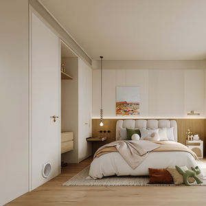 2025 nouvelle porte intérieure à noyau solide Beige adaptée aux animaux de compagnie avec rabat magnétique Design moderne pour chambres salons et salles de bain - Product Image 3