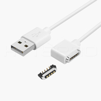 Cable de Carga y Datos Magnético USB A de Ángulo Recto HYTEPRO M501W de 4 Pines, Cable Redondo de TPE de 3A 5 a 24V para IoT y Electrónica