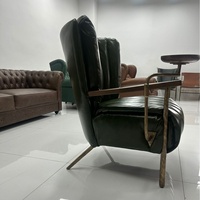 Fauteuil Cigar en Cuir Véritable avec Plateau et Accoudoirs Métalliques, Confortable pour Longues Sessions, Idéal pour Salon et Café, Très Populaire sur Internet