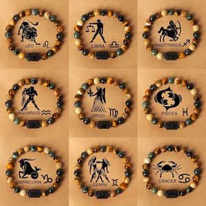 Pulseras de Horóscopo Sencillas con Cuentas de Piedra Natural, Pulseras de Moda con Signos del Zodíaco, Pulseras Curativas, Regalos - Product Image 2