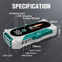 Démarreur de Voiture Portable Delbest S5 25800mAh, Batterie d'Urgence Multifonction, Booster de Puissance, Écran Numérique 1500A/2500A