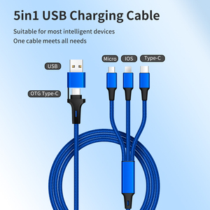 Cadeaux promotionnels Câble <span class=keywords><strong>Usb</strong></span> 5 en 1 Câbles de charge rapide Chargeurs portables multifonctions tressés en nylon pour téléphone <span class=keywords><strong>portable</strong></span>. - Product Image 2