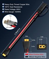 Câble d'extension YouLong 10AWG en cuivre PVC avec connecteur SAE XT60, adaptateur femelle, indice de protection IP67, pour générateur solaire 12V et alimentation portable