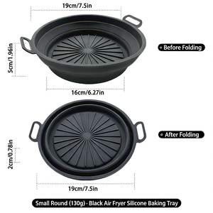 Cross-Border <b>Air</b> <b>Fryer</b> <b>Silicone</b> <b>Baking</b> <b>Tray</b> Easy-Clean Foldable <b>Silicone</b> Liner - Product Image 4