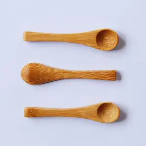 Makanan Sehat Alami Logo Aman Ukiran Es Krim Bumbu Kecil Sendok Bambu untuk Dapur