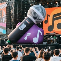 Microphone gonflable géant LED de 3 m, modèle de micro personnalisé avec logo, équipement musical, accessoire gonflable pour festival/événement/concert