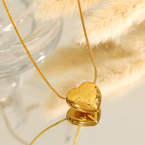 Collar de acero inoxidable chapado en oro con forma de corazón para mujer, cadena para clavícula, XL363 - Product Image 2